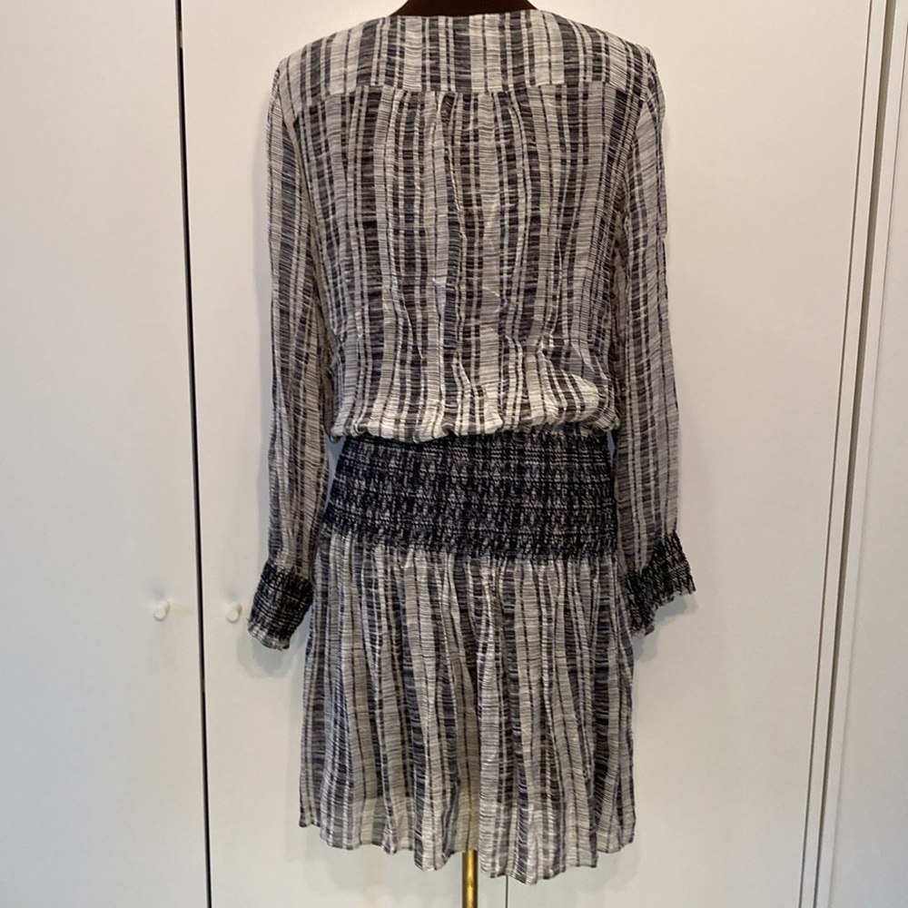 Club Monaco printed dress chiffon silk black grey 8 - Picture 4 of 16